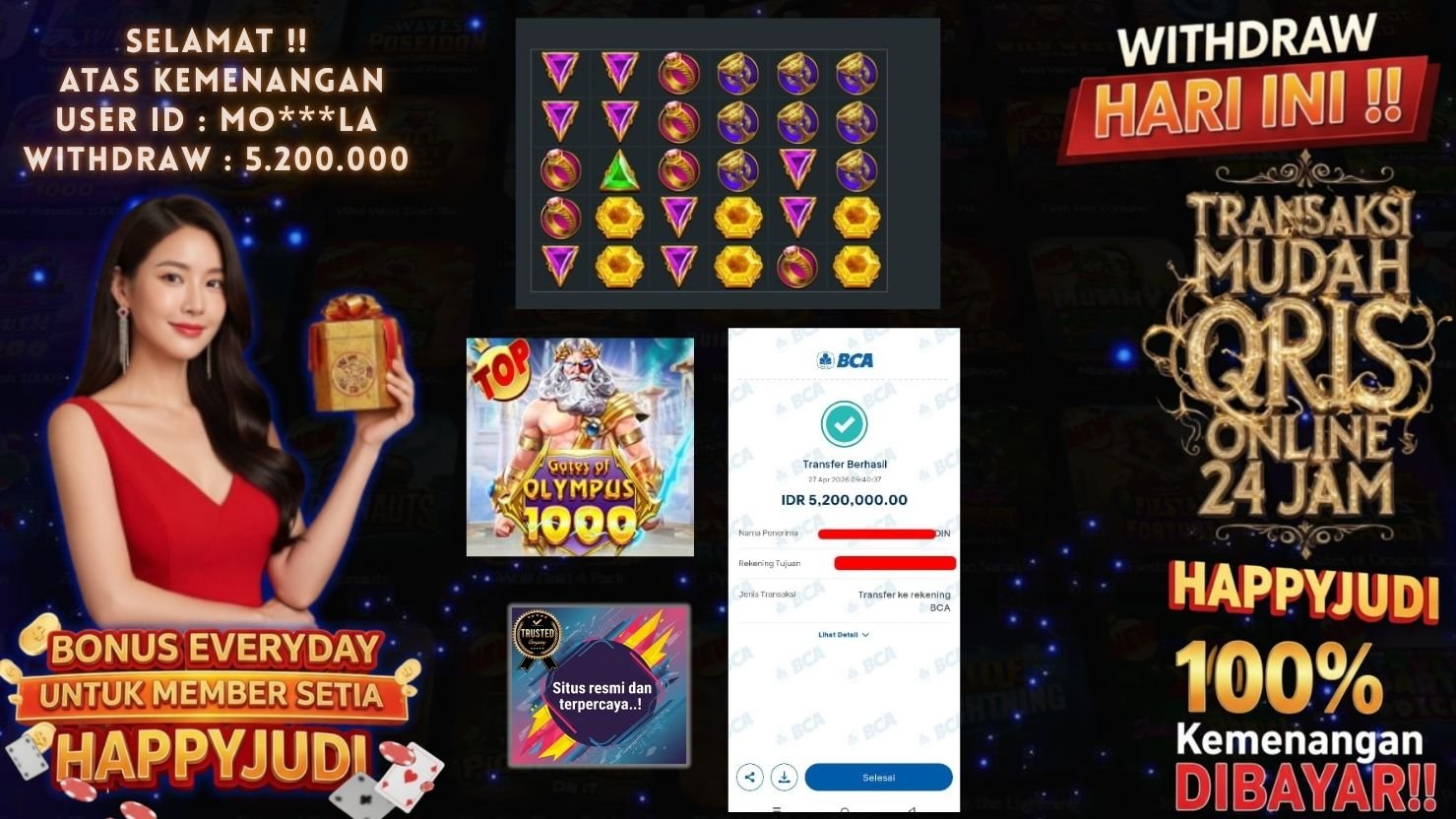 HAPPYJUDI JACKPOT SLOT GATES OF OLYMPUS 1000